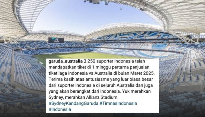 3.250 Suporter Timnas Indonesia Siap Ramaikan Sydney Football Stadium!