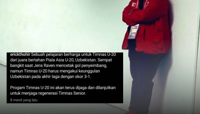 Timnas U-20 Takluk Dari Uzbekistan 1-3, Erick Thohir: Pelajaran Berharga Untuk Masa Depan